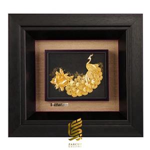 تابلو روکش طلا طرح طاووس