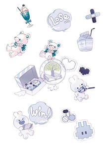 استیکر بدون برش طرح خرس و خرگوش آبی کیوت کد sd03 