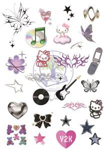 استیکر بدون برش طرح Y2K کاوایی 