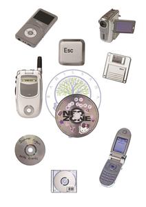 استیکر بدون برش طرح Y2K وسایل الکترونیکی 