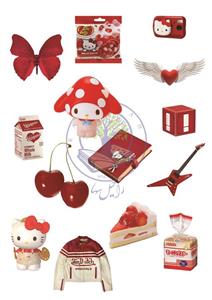 استیکر بدون برش طرح سانریو کاوایی قرمز کد sd030 