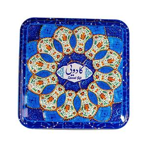 مسقطی ترکیبی جعبه فلزی مینا آبی  حلوا مسقطی لاری ترنج - 400 گرم
