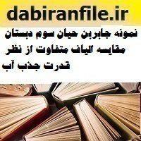نمونه جابربن حیان سوم دبستان مقایسه الیاف متفاوت از نظر قدرت جذب آب
