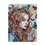 دفتر آبرنگ 10برگ شکوفه مدل -Girl with Butterflies