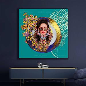 تابلو دکوراتیو برجسته مدرن دختر مدرن فیروزه ای