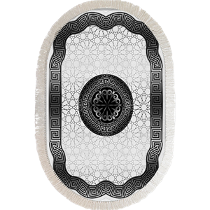 فرش بیضی طرح ورساچه سفید کد IFO.911.02