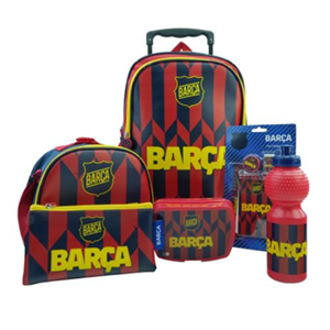 ست 12 در 1 کوله پشتی چرخدار 40 سانتی بارسلونا مدل Rainbow Max - Backpack - Trolly Bag - Promotion Items 12 in 1 - FC Barcelona