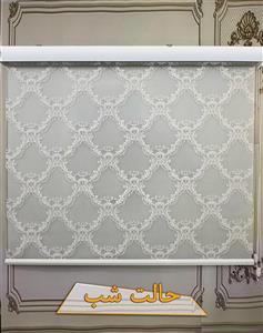 پرده زبرا دومکانیزم تور گلدار طوسی کد RD 800