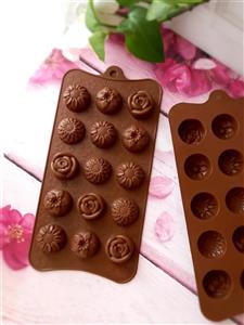 قالب سیلیکونی شکلات طرح گل ناز 15 عددی کد 091