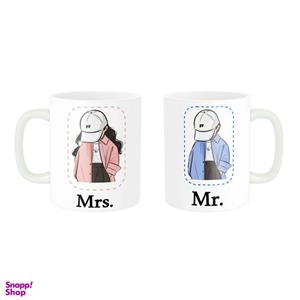 ماگ ناریکو طرح فانتزی مدل ست عاشقانه Mr Mrs کد 05 مجموعه دو عددی