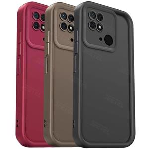 قاب گوشی Redmi 10C - Poco C40 شیائومی اورجینال طرح سیلیکونی سولید پشت آکواریومی قلبی محافظ لنز دار رنگ قرمز تیره کد 56