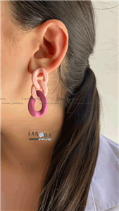گوشواره زنجیری پاستیلی میخ نقره ( کد E86 )