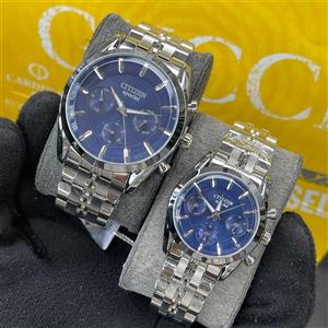 ست ساعت زنانه و مردانه سیتیزن اسپشیال سه موتوره فعال کیفیت عالی ساخت ژاپن استیل رنگ ثابت کد 2116055