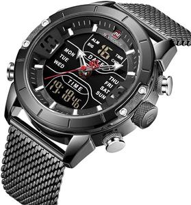 ساعت مردانه فلزی نویفورس 9153 موتور ژاپن ضدآب درحد شستشو جنس استیل با کیفیت چراغ دار دو زمانه تقویم دار کد 1919144