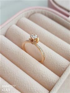 انگشتر زنانه نگین دار شیک طلایی رنگ ثابت آبکاری شده ضد حساسیت کیفیت عالی کد 2015900