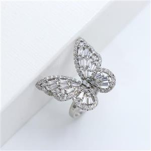 انگشتر زنانه استیل نقره ای پروانه نگینی 72960