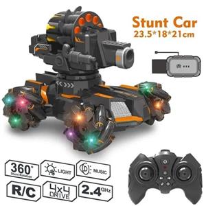 ماشین کنترلی شارژی تانک مولتی دریفت تیر اسفنجی دو ریموت دار Stunt Car Remote Control 