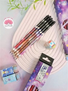 مداد مشکی پرودون مدل پاک کن دار طرح تدی بسته 3 عددی
