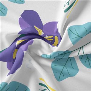 پارچه مخمل سرویس نوزاد مدل گل و برگ سفید کد 5011765