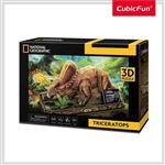 پازل سه بعدی کابیک فان دایناسور تریسراوتپس Cubicfun National Geographic 3D Puzzle Triceratops Dinosaur