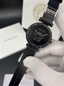 ساعت مچی زنانه ورساچه گرکا بند مشکی دورمشکی صفحه مشکی Versace Greca 2024