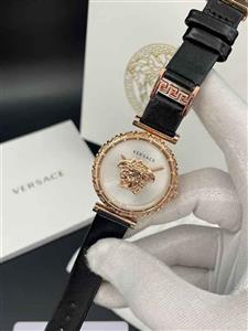 ساعت مچی زنانه ورساچه گرکا بند مشکی دوررزگلدصفحه سفیدVersace Greca 2024