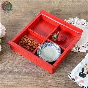 ظرف سرو 4 خانه سایز 4/5*20*21/5 سانتی متری چوب راش  قرمزکد 44