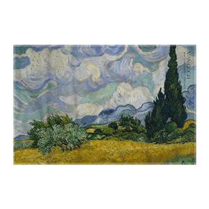 کاغذ کادو ترمه طراحان ایده مدل مزرعه گندم و درختان سرو از ونگوگ کد art0007