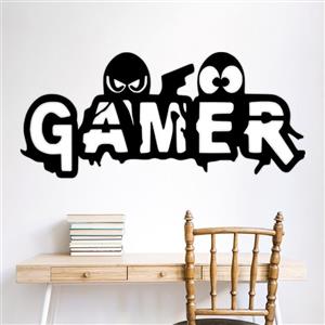 استیکر مدل چوبی دولایه Gamer طرح گیم