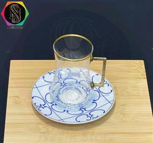 ست چای خوری 6 نفره 12 پارچه ساخت چین رنگ سفید آبی