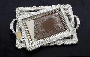 سینی ۲ تیکه نقره ای کد ۷۷۷