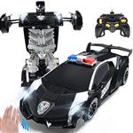 TouAE - 2.4Ghz Induction Transformation Robot Car 1:14 Deformation RC Car Tou led Light Electric Robot Models fightint Tous Gifts (ماشین پلیس امارات)