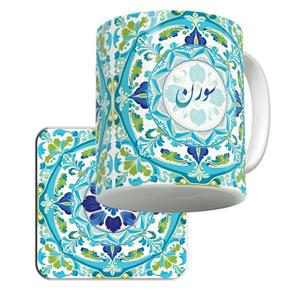 ماگ لاژید مدل اسم سورن طرح سنتی به همراه زیرلیوانی