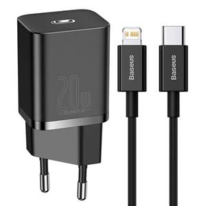 شارژر دیواری باسئوس مدل TZCCSUP-20W به همراه کابل تبدیل لایتنینگ