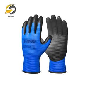 دستکش ایمنی فوکس مدل کف مواد نیتریل شیاری 1166