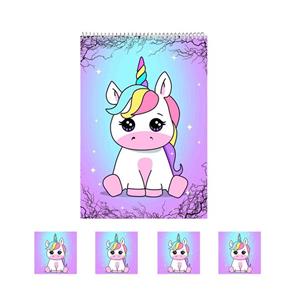 دفتر نقاشی 50 برگ مدل یونی کورن کد 1 به همراه برچسب مجموعه 5 عددی