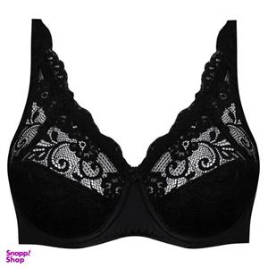 سوتین زنانه پانیذ مدل فنردار گیپور گلدار کد 66364-new رنگ مشکی