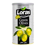 زیتون سبز لوراس Loras با هسته قوطی 1300 گرم