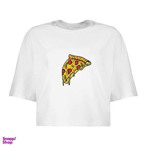کراپ‌ تی‌شرت آستین کوتاه زنانه مدل PIZZA کد L539 S