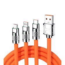 کابل شارژ ژله ای 120W فست شارژ سه سر 6A تمام مس