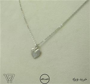 پلاک ژوپینگ قلب در قلب (نگین دار) -رنگ نقره ای-بدون زنجیر کد 405512