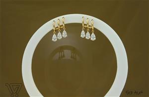 گوشواره ژوپینگ طلایی نگین قلبی کد 300017