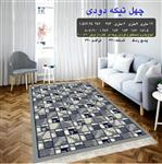 گلیم فرش ماشینی کاشان طرح چهل تیکه دودی کد 5421