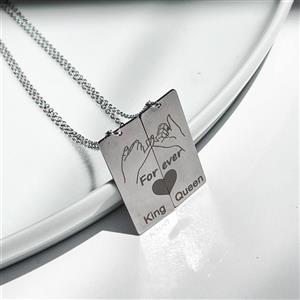 گردنبند مدل مگنتی استیل طرح قلب فور اور عاشق کد 2heart114 بسته 2 عددی