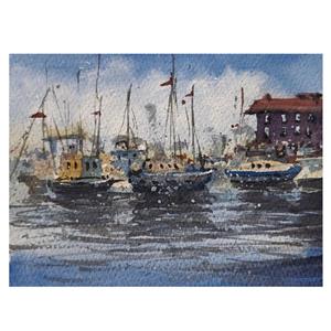 نقاشی آبرنگ طرح بندر کد 141