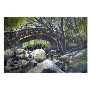 نقاشی آبرنگ طرح رودخانه دارآباد کد 139