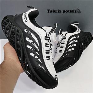 کفش اسپرت وارداتی بند دیسکی (زیپ لاین) طبی زیره کپسولی دو تیکه مدل mr33 رنگ مشکی سفید 