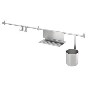 ست 9 تایی ریل آویز، قلاب، استند تبلت و جا قاشقی ایکیا KUNGSFORS استیل، 112 سانتی‌متر