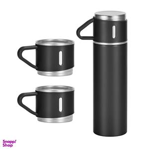 فلاسک مدل استیل 304 گنجایش  0.5 لیتر به همراه لیوان سفری بسته 3 عددی