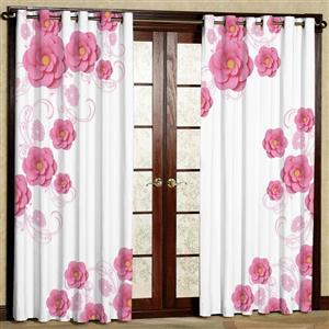 پرده بارمان دکور طرح گل مدل مخمل پانچی کد 5397LR W سایز 140x280 سانتی متر
